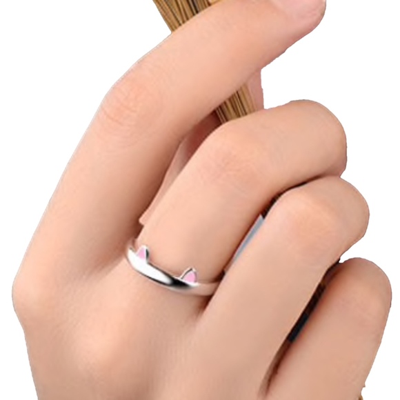 CAT LOVERS Silver Adjustable Cat Ears Ring - Picture 2 of 5